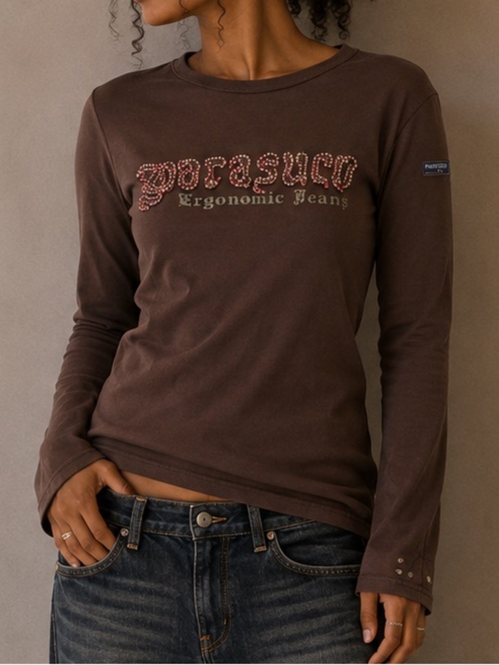 Y2K Parasuco Grunge Streetwear Brown Long Sleeve